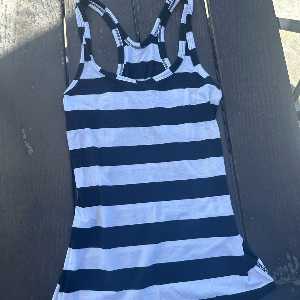 Lululemon Athletica Black and White Striped Tank Top